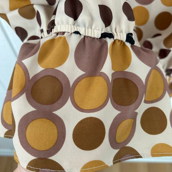 The Limited Sleeveless Polka Dot Peplum Top Brown Peppy Retro Office Size Medium - Picture 2 of 7